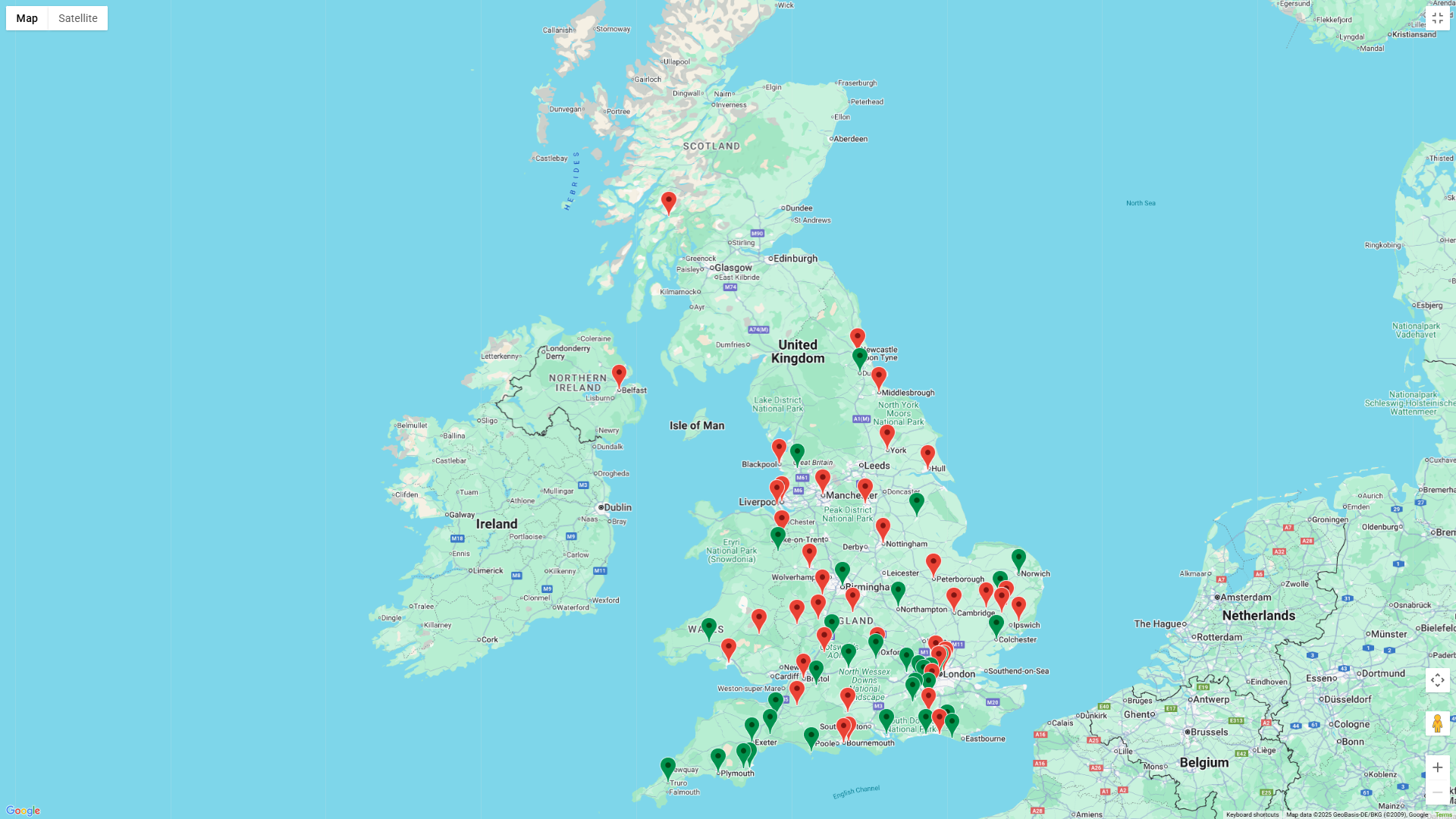 Map of UK Climate Hubs